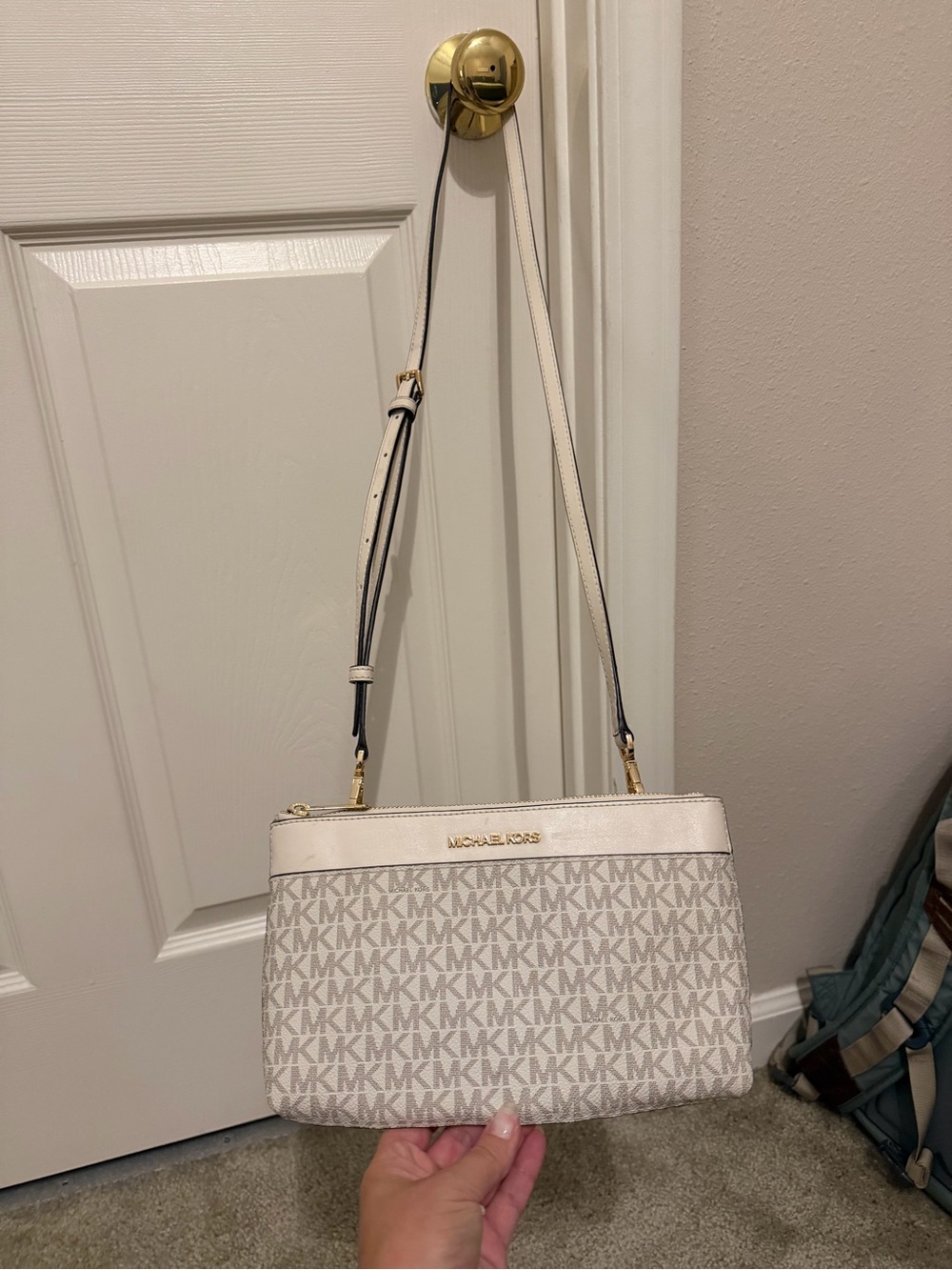 Michael Kors Cream and White Signature Crossbody Bag